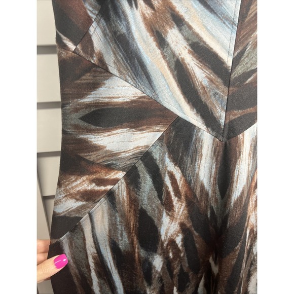 Calvin Klein Abstract Animal Print Cap Sleeve Knit Sheath Dress Women's Size 12 - Picture 4 of 8